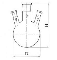 Колба круглодонная с тремя горловинами КГУ-3-1-1000-29/32-29/32