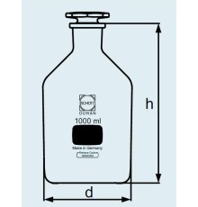 Бутыль DURAN Group 5000 мл, NS45/40 узкогорлая, с пробкой, коричневое стекло